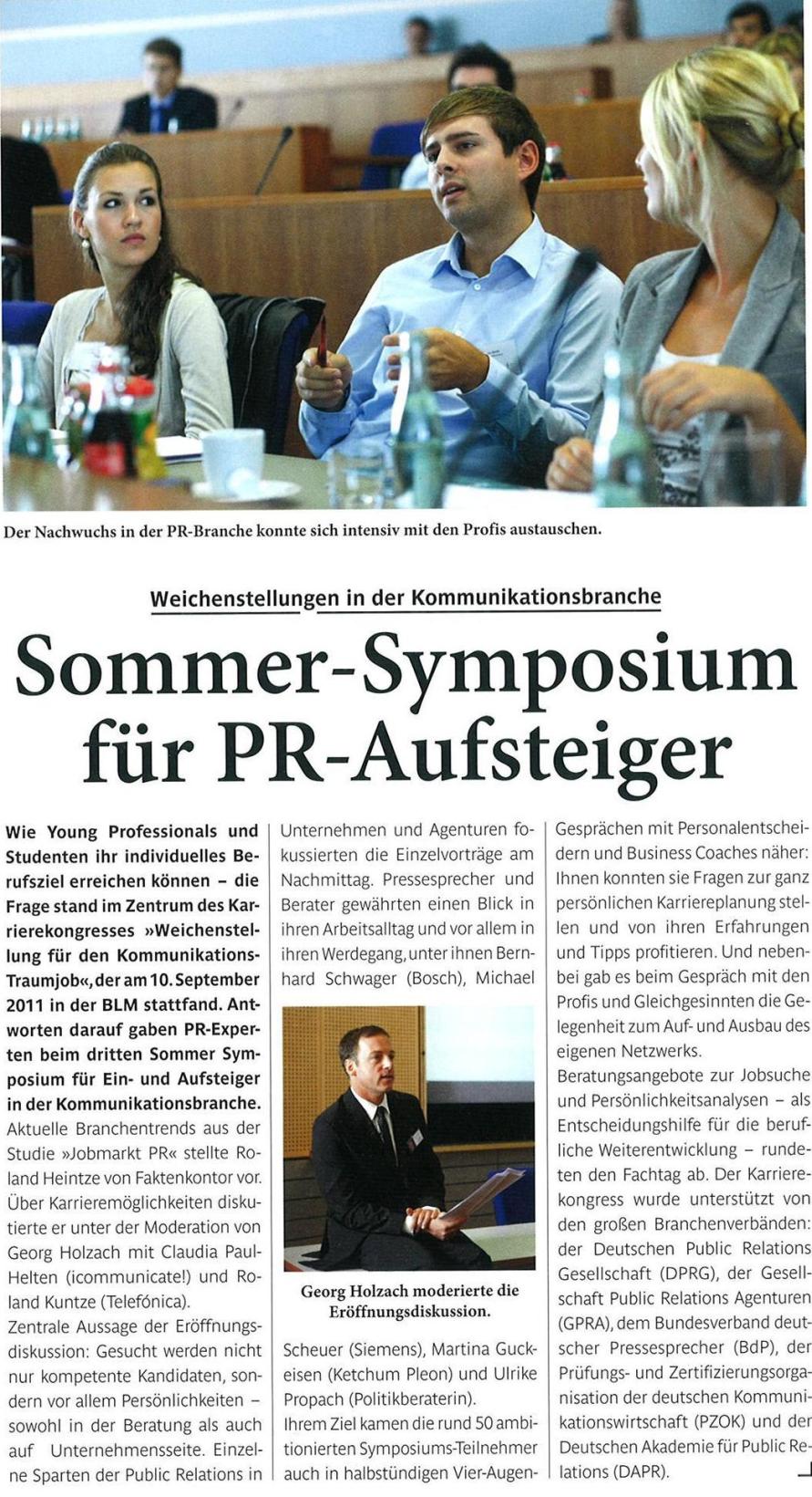 PR Carreer Center Sommer Symposium, 2009-2013